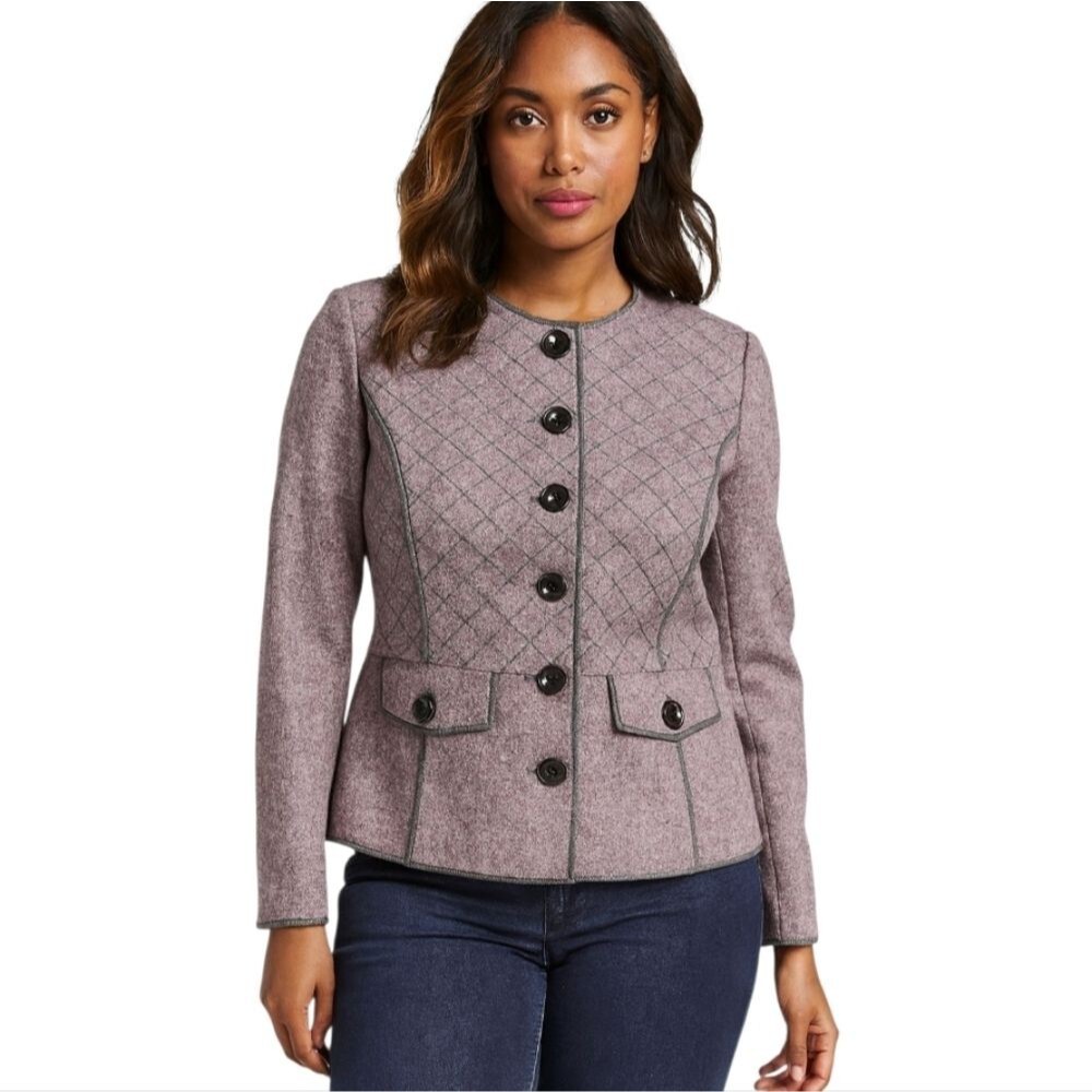 Worth New York Wool Blend Quilted Military Style Blazer Jacket Size 4
